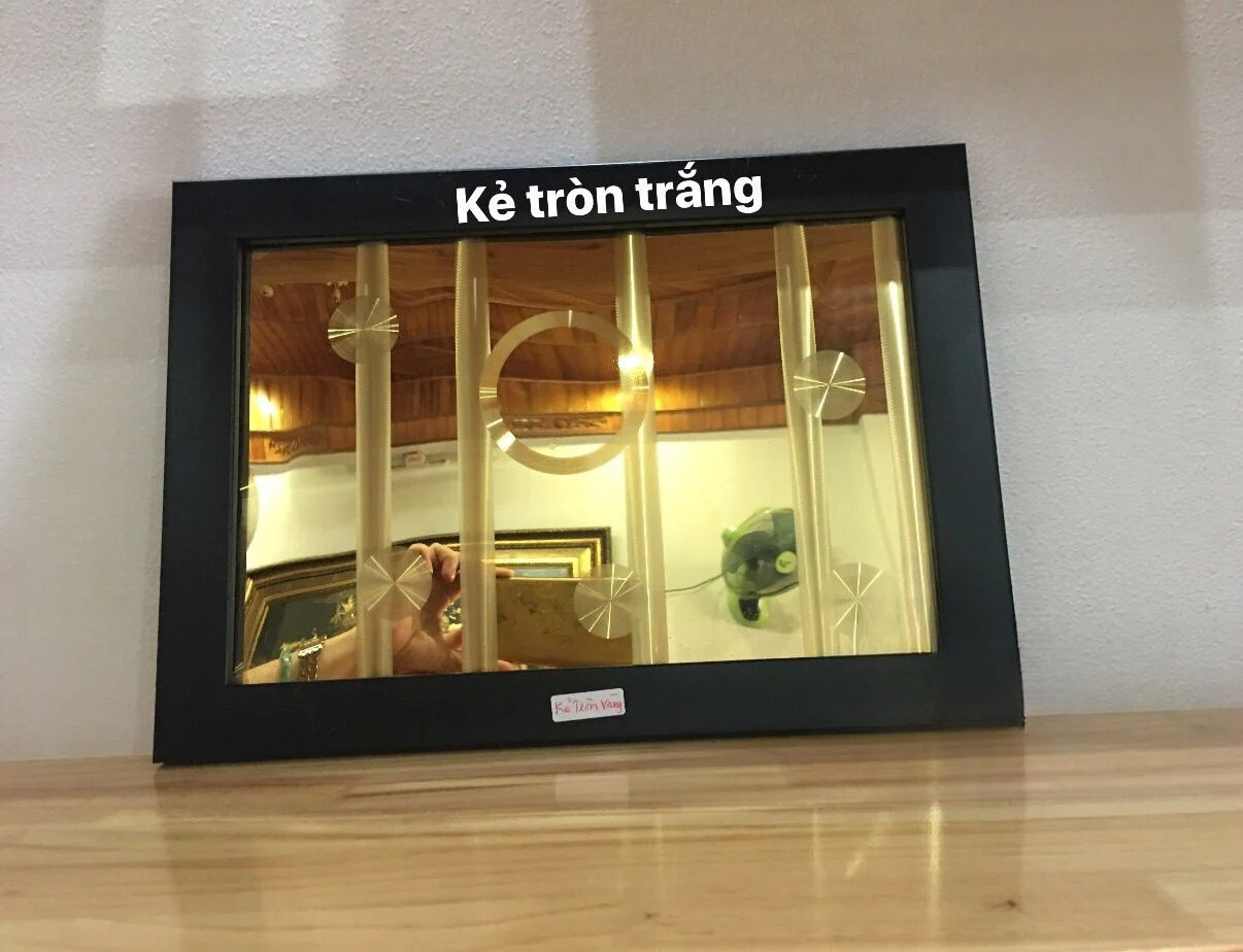 Inox hoa văn kẻ tròn trắng